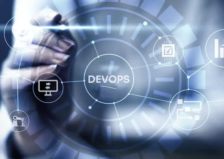 Kruhová schéma DevOps s ikonami nasadzovania, testovania a monitoringu