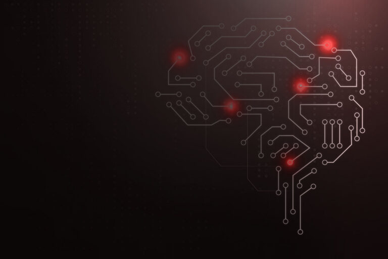 Obrys mozgu zložený z plošných spojov ako symbol digitálnej transformácie