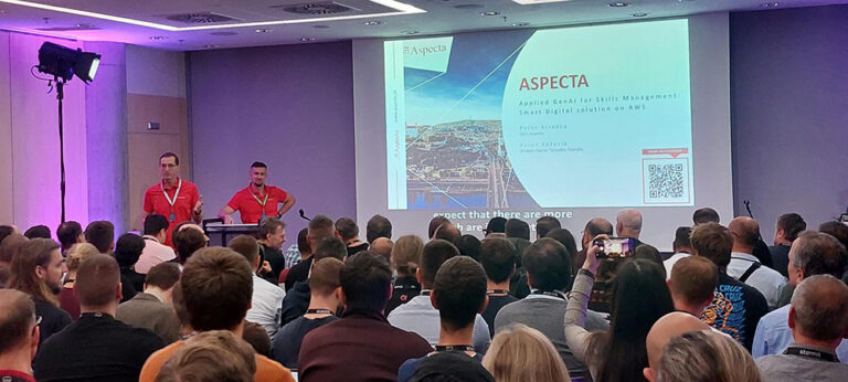 Prednáška Aspecty o generatívnej AI pred publikom na AWS Cloud Day Prague 2025